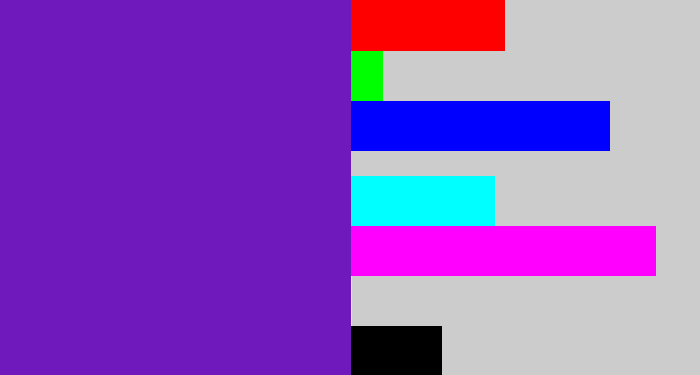 Hex color #6f18bc - purple/blue