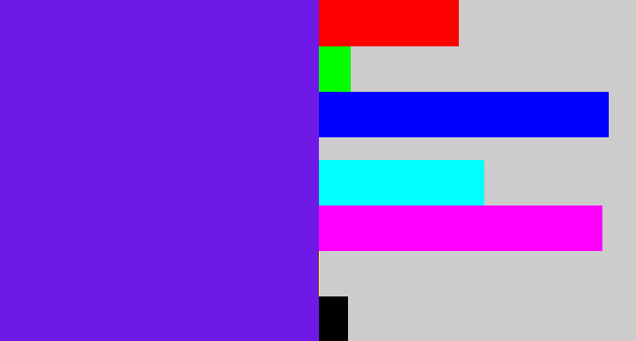 Hex color #6f19e7 - purply blue
