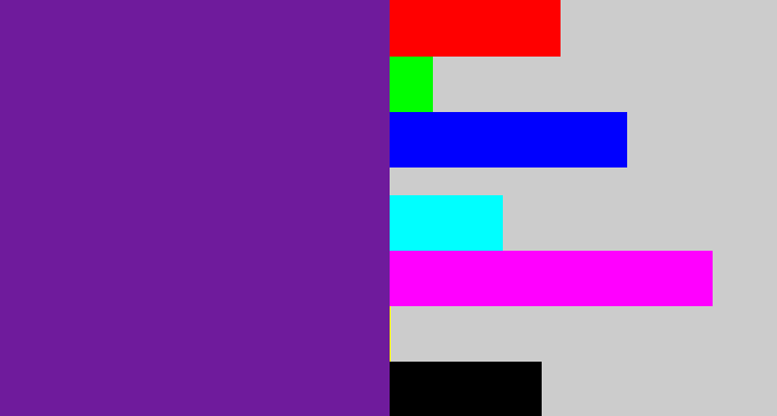 Hex color #6f1b9c - purple