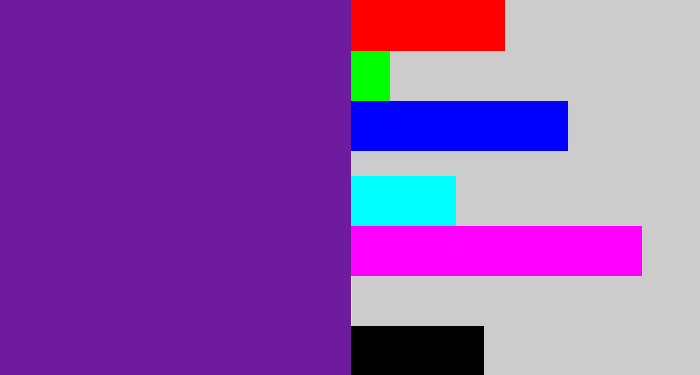 Hex color #6f1b9f - purple