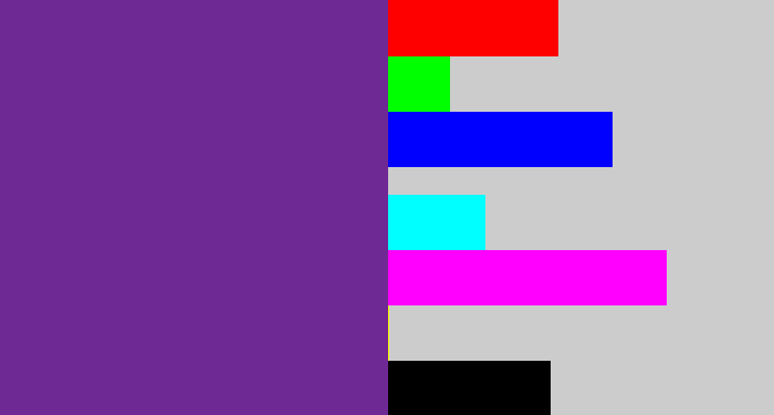 Hex color #6f2994 - purple