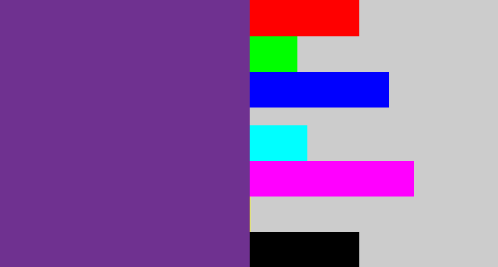 Hex color #6f3190 - purple