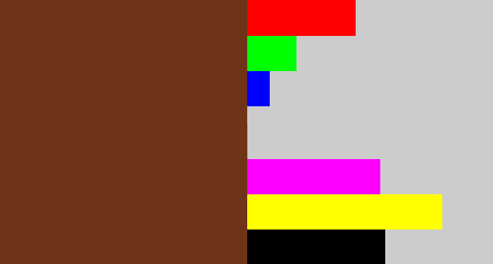 Hex color #6f3317 - reddish brown