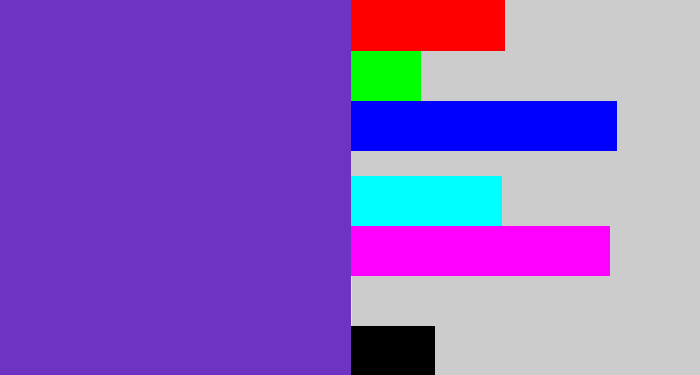 Hex color #6f33c3 - bluey purple