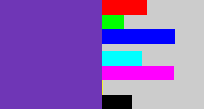 Hex color #6f36b6 - bluey purple