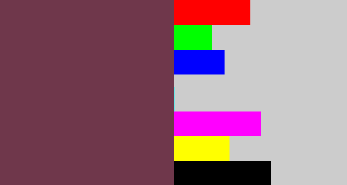 Hex color #6f374b - purplish brown