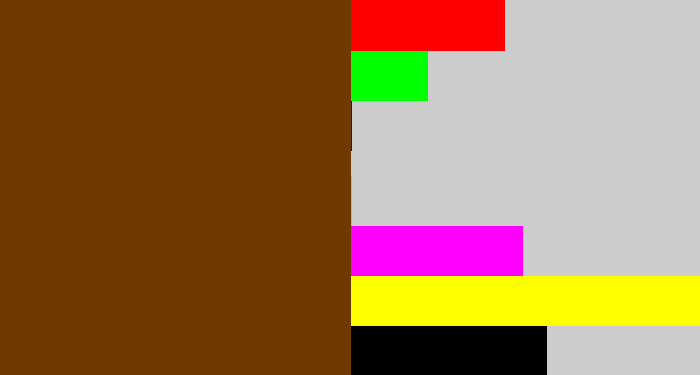 Hex color #6f3900 - brown