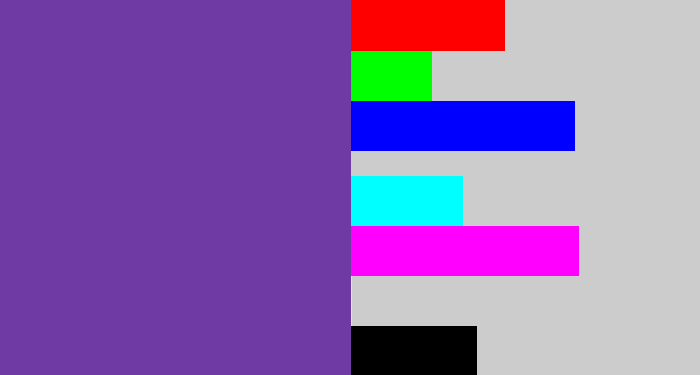 Hex color #6f3aa4 - purple