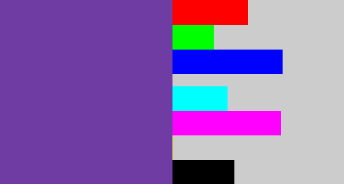 Hex color #6f3ca3 - purple