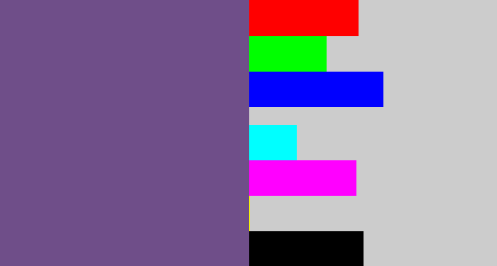Hex color #6f4e89 - muted purple