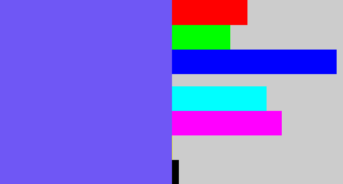 Hex color #6f57f5 - purpleish blue