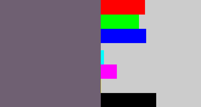 Hex color #6f6072 - purplish grey