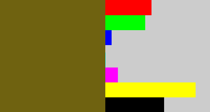 Hex color #6f6210 - greenish brown