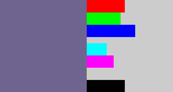 Hex color #6f6490 - purplish grey