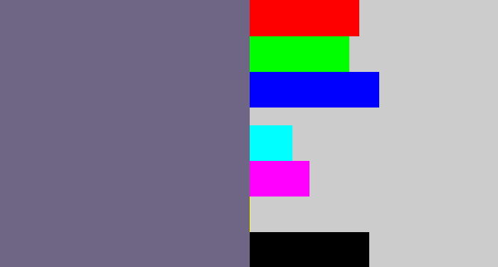Hex color #6f6585 - purplish grey
