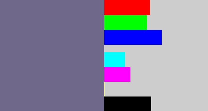 Hex color #6f688b - purplish grey