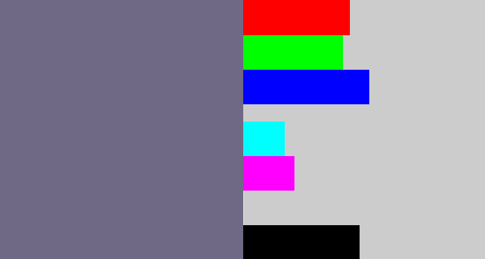 Hex color #6f6985 - purplish grey
