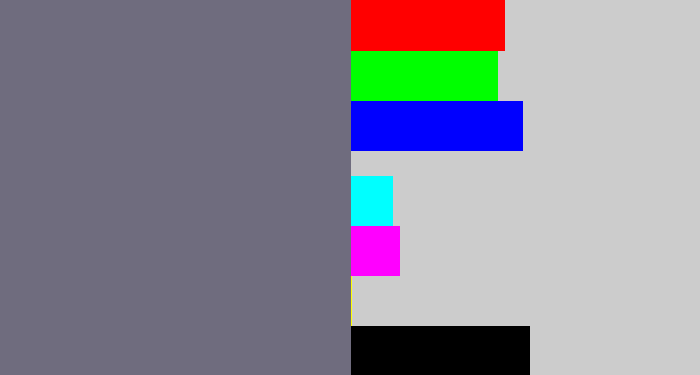 Hex color #6f6c7e - purplish grey