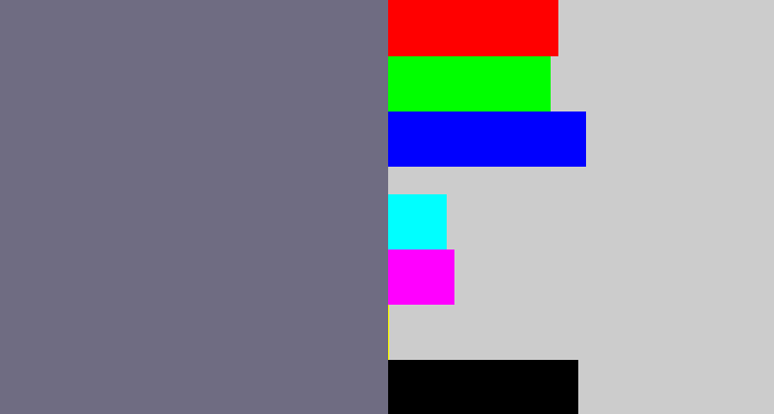 Hex color #6f6c82 - purplish grey
