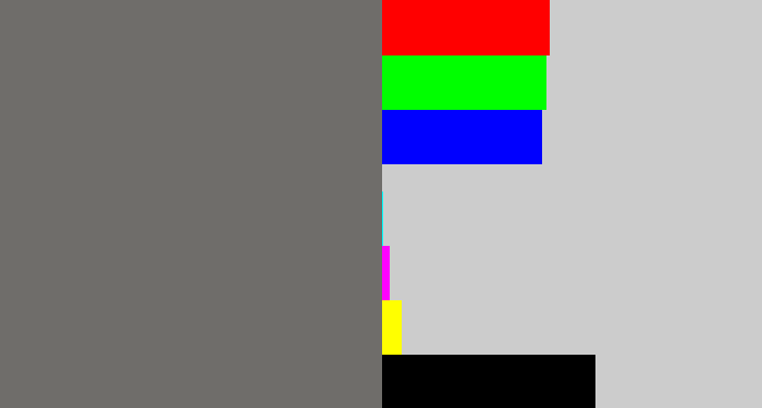 Hex color #6f6d6a - slate grey