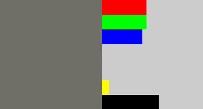 Hex color #6f6f67 - slate grey