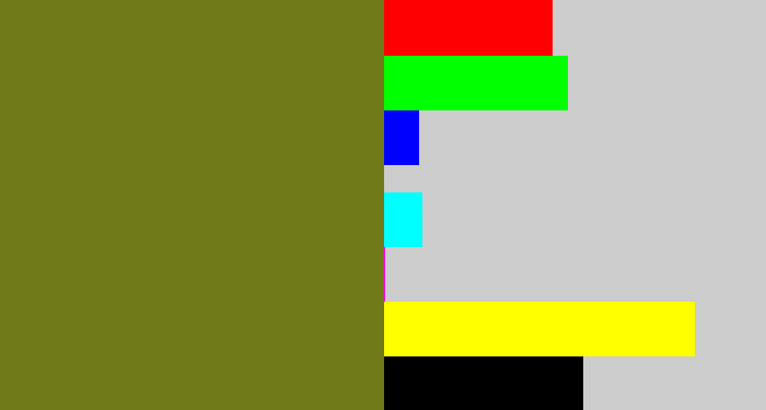Hex color #6f7b17 - murky green
