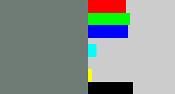 Hex color #6f7b75 - medium grey