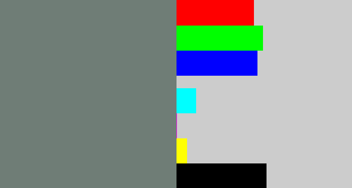 Hex color #6f7d76 - medium grey