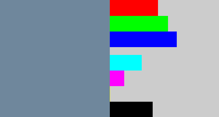 Hex color #6f879c - bluish grey
