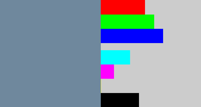 Hex color #6f889d - bluish grey