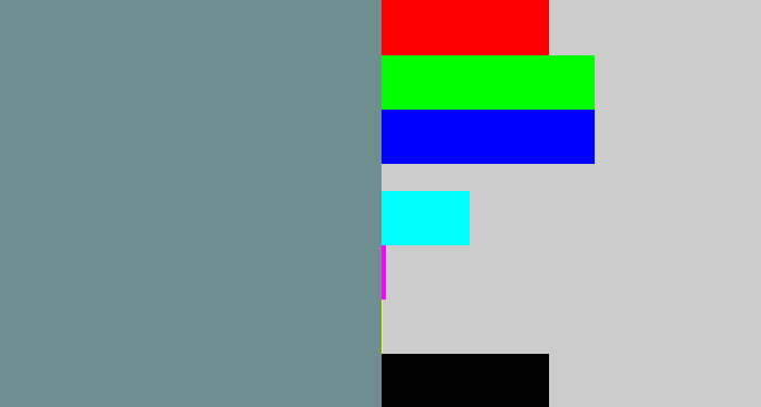 Hex color #6f8e90 - bluish grey