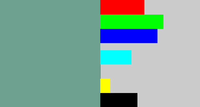 Hex color #6fa191 - greyish teal