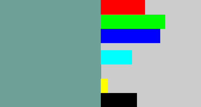 Hex color #6fa296 - greyish teal