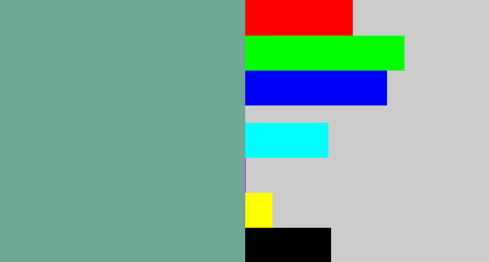 Hex color #6fa794 - greyish teal