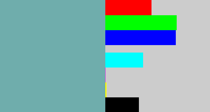 Hex color #6fadac - greyblue
