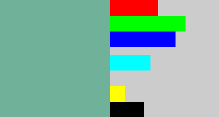Hex color #6fb199 - greyish teal