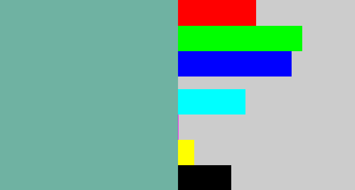 Hex color #6fb2a2 - greyish teal