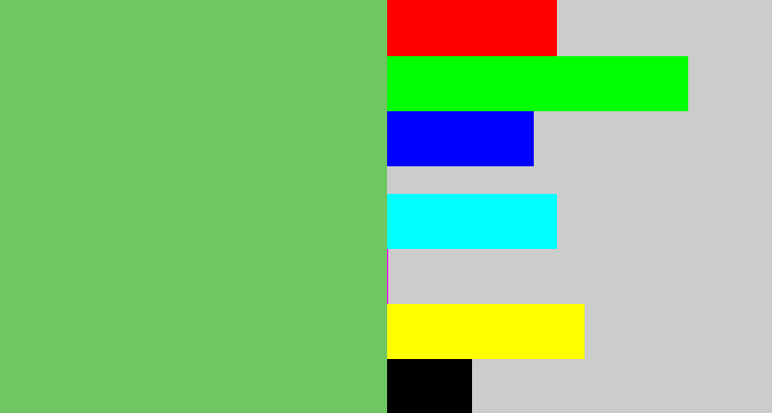 Hex color #6fc662 - soft green