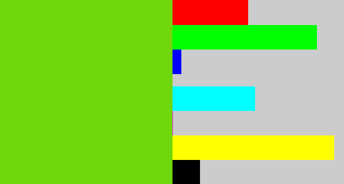 Hex color #6fd70c - green apple