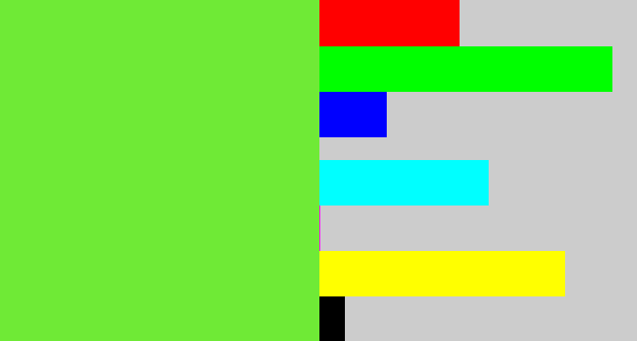 Hex color #6fea36 - toxic green