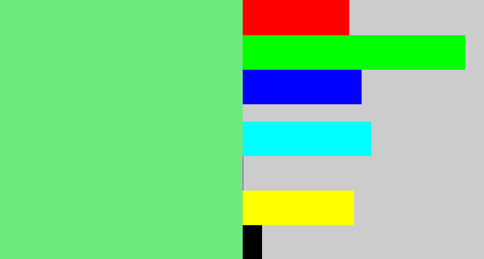 Hex color #6fea7e - lightgreen