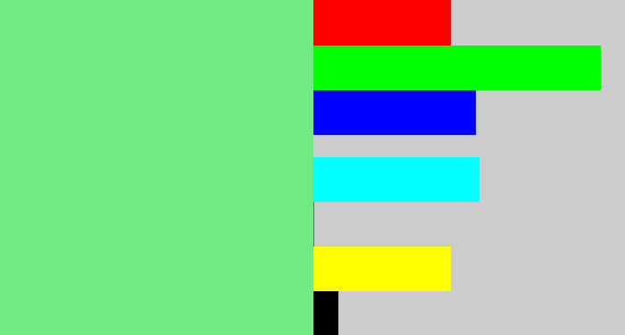 Hex color #6fea84 - lightgreen