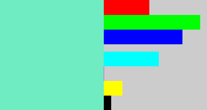 Hex color #6fecc1 - light turquoise