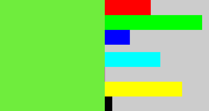 Hex color #6fed3d - toxic green