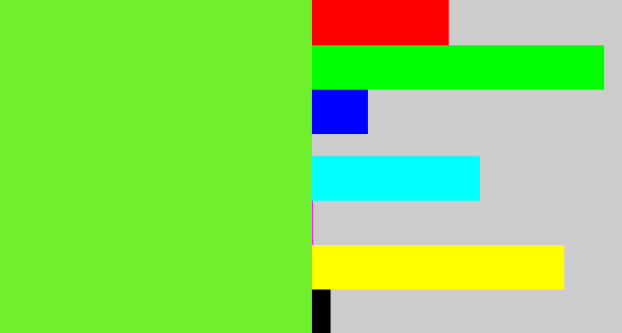 Hex color #6fef2e - toxic green