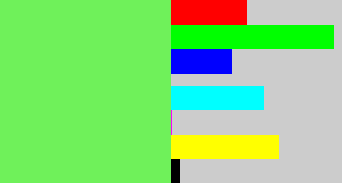 Hex color #6ff15a - lighter green