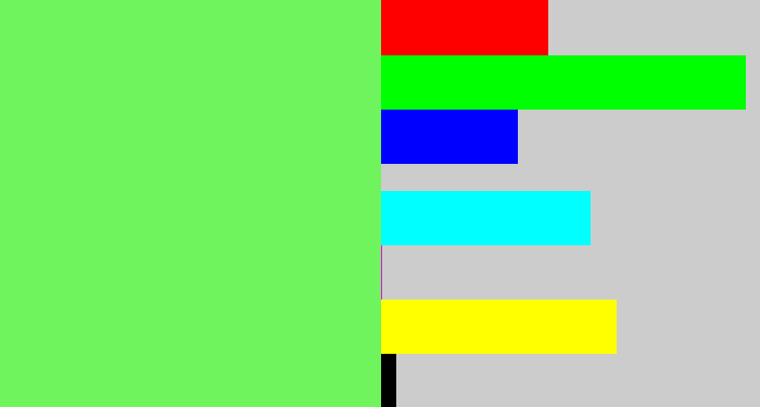 Hex color #6ff45d - lighter green