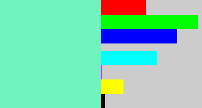 Hex color #6ff4bf - light greenish blue