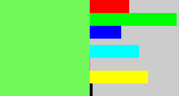 Hex color #6ff858 - lighter green