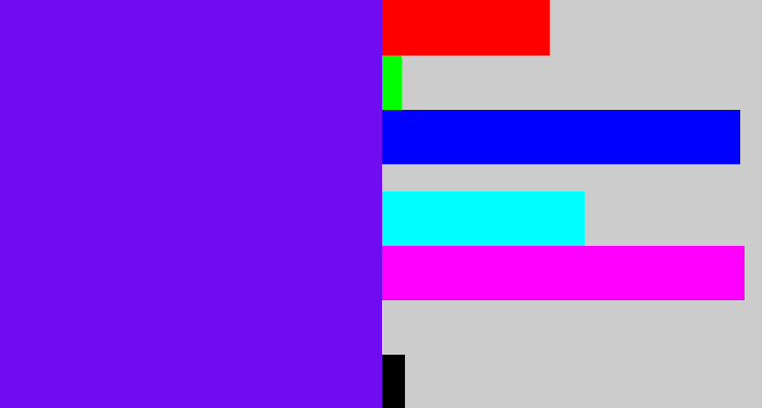 Hex color #700cf0 - purply blue